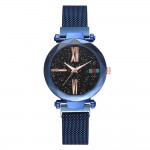 Ceas Dama Casual cu bratara magnetica si cadran cu picatele Blue QUARTZ CDQZ009