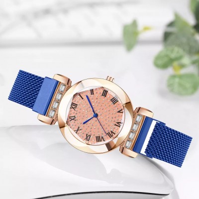 Ceas Dama Casual cu bratara magnetica si cadran cu strasuri albastru QUARTZ CDQZ097 Ceas Dama Casual cu bratara magnetica si cadran cu strasuri albastru QUARTZ CDQZ097