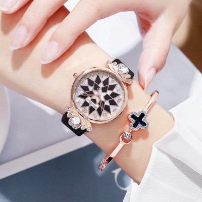 Ceas Dama negru curea din piele ecologica +bratara cu strasuri QUARTZ CDQZ113 Ceas Dama negru curea din piele ecologica +bratara cu strasuri QUARTZ CDQZ113