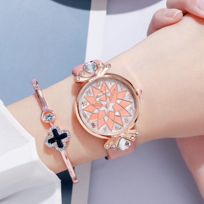 Ceas Dama roz curea din piele ecologica +bratara cu strasuri QUARTZ CDQZ113 Ceas Dama roz curea din piele ecologica +bratara cu strasuri QUARTZ CDQZ113