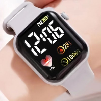 Ceas Electronic Fashion LED Gri deschis cu  bratara silicon CDQZ135 Ceas Electronic Fashion LED Gri deschis cu  bratara silicon CDQZ135