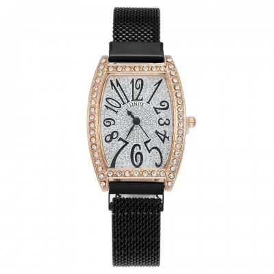 Ceas Dama Elegant Negru cu strasuri si  bratara magnetica reglabila QUARTZ CDQZ137 Ceas Dama Elegant Negru cu strasuri si  bratara magnetica reglabila QUARTZ CDQZ137