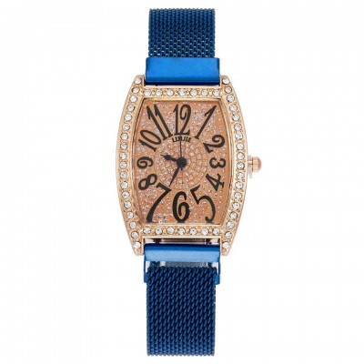 Ceas Dama Elegant Albastru cu strasuri si  bratara magnetica reglabila QUARTZ CDQZ137