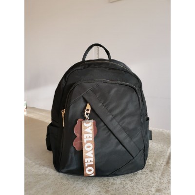 Rucsac fashion negru din material textil impermeabil si breloc fashion cu ursulet ACRD257 Rucsac fashion negru din material textil impermeabil si breloc fashion cu ursulet ACRD257