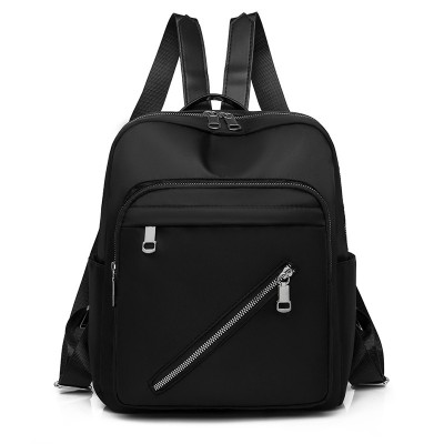Rucsac dama fashion negru din material impermeabil cu buzunar si fermoar oblic ACRD288 Rucsac dama fashion negru din material impermeabil cu buzunar si fermoar oblic ACRD288