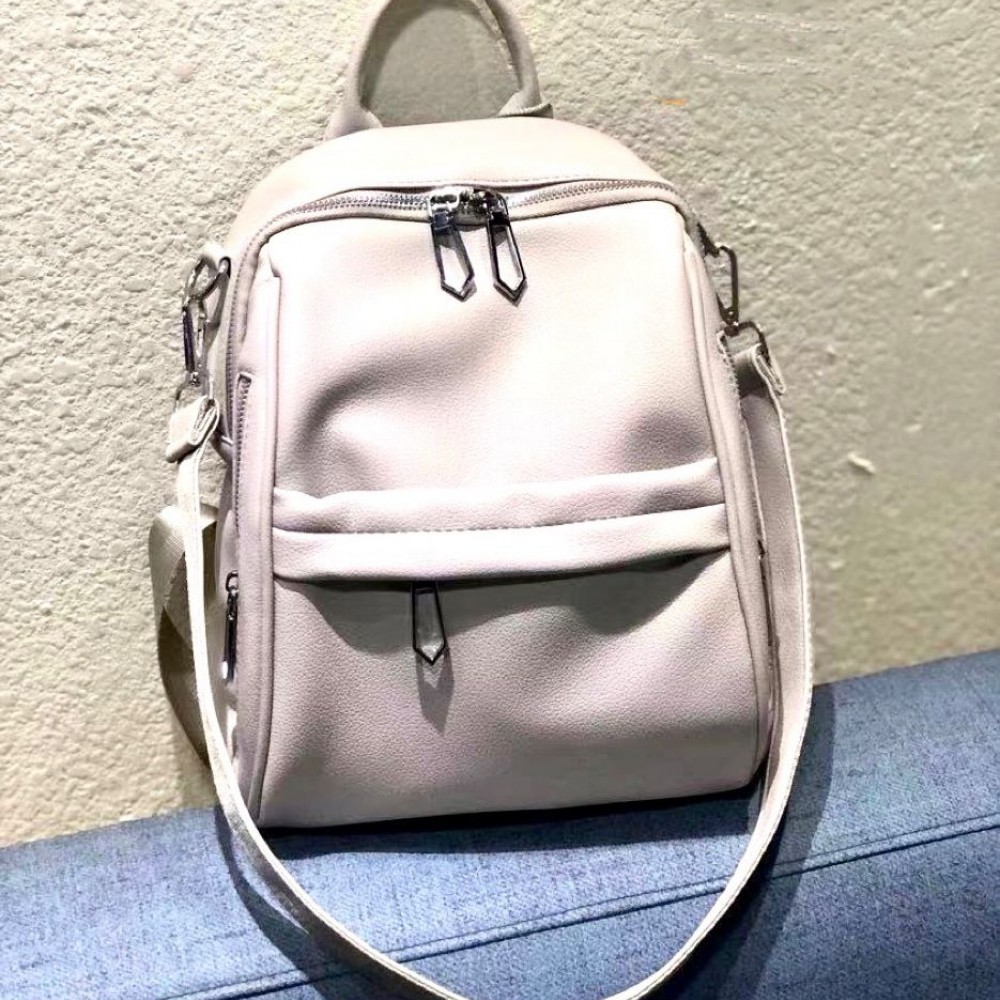 Rucsac Geanta Fashion  gri din piele eco cu cusatura dubla pe  buzunar  si bareta detasabila ACRD294