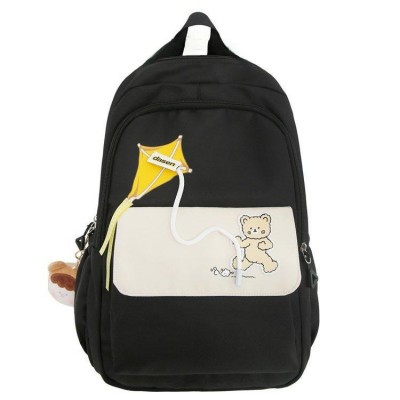 Ghiozdan tip Rucsac negru din material textil impermeabil cu buzunare multiple  accesoriu penar ACRD387 Ghiozdan tip Rucsac negru din material textil impermeabil cu buzunare multiple  accesoriu penar ACRD387