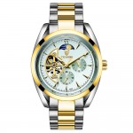 Ceas Barbatesc Business Automatic Gold White cu bratara metalica Tevise CBTV005