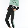 Trening Dama sport casual lightblue compus din hanorac scurt si pantaloni de trening cu talie inalta TND036