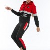 Trening Dama sport casual rosu compus din hanorac scurt si pantaloni de trening cu talie inalta TND036