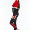 Trening Dama sport casual rosu compus din hanorac scurt si pantaloni de trening cu talie inalta TND036