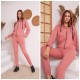 Trening Dama sport casual roz compus din hanorac si pantaloni de trening cu talie inalta TND053 Trening Dama sport casual roz compus din hanorac si pantaloni de trening cu talie inalta TND053