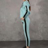 Trening Dama sport casual turquoise compus din hanorac si pantaloni de trening cu talie inalta TND058