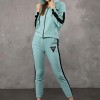 Trening Dama sport casual turquoise compus din hanorac si pantaloni de trening cu talie inalta TND058