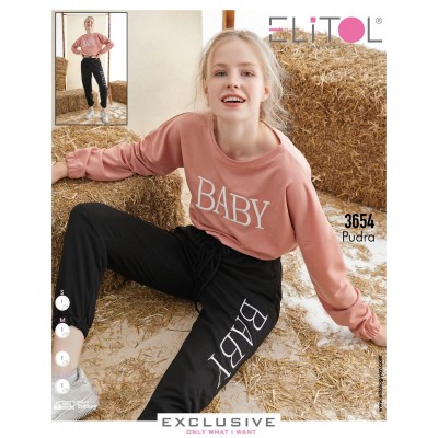 Compleuri de Dama din doua piese bluza ros si pantaloni negri TND068 Compleuri de Dama din doua piese bluza ros si pantaloni negri TND068