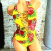 Costum de Baie intreg galben cu imprimeu floral CBD013