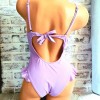 Costum de Baie intreg Lila cu intaritor la bust si slip brazilian cu volanase CBD018