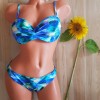 Costum de Baie din doua piese albastru cu sutien push up bretele detasabile slip normal CBD020 Costum de Baie din doua piese albastru cu sutien push up bretele detasabile slip normal CBD020