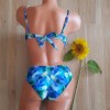 Costum de Baie din doua piese albastru cu sutien push up bretele detasabile slip normal CBD020 Costum de Baie din doua piese albastru cu sutien push up bretele detasabile slip normal CBD020