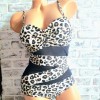 Costum de Baie intreg leopard cu intaritura la sutien si bretele detasabile slip normal CBD028